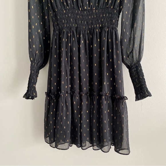 Taylor NWT Black & Gold Foil Dot Dress Size 2 - Picture 3 of 10